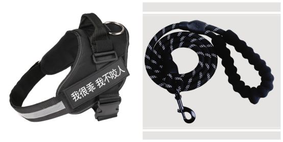 Fashion Simple Pet Leash Chest Strap Set (Option: Black-L)