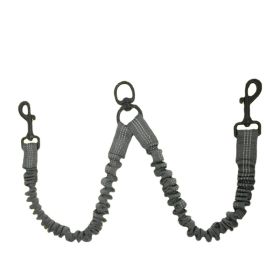 Pet Dog Double Leashes - No Tangle Dog Leash Coupler; Comfortable Shock Absorbing Reflective Bungee Lead for Nighttime Safety; Dual Dog Training (colour: black, Specification (L * W): 2.5*50cm)